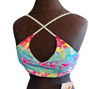 NWT Cyn & Luca Reversible Bikini Top Floral Stripe Small